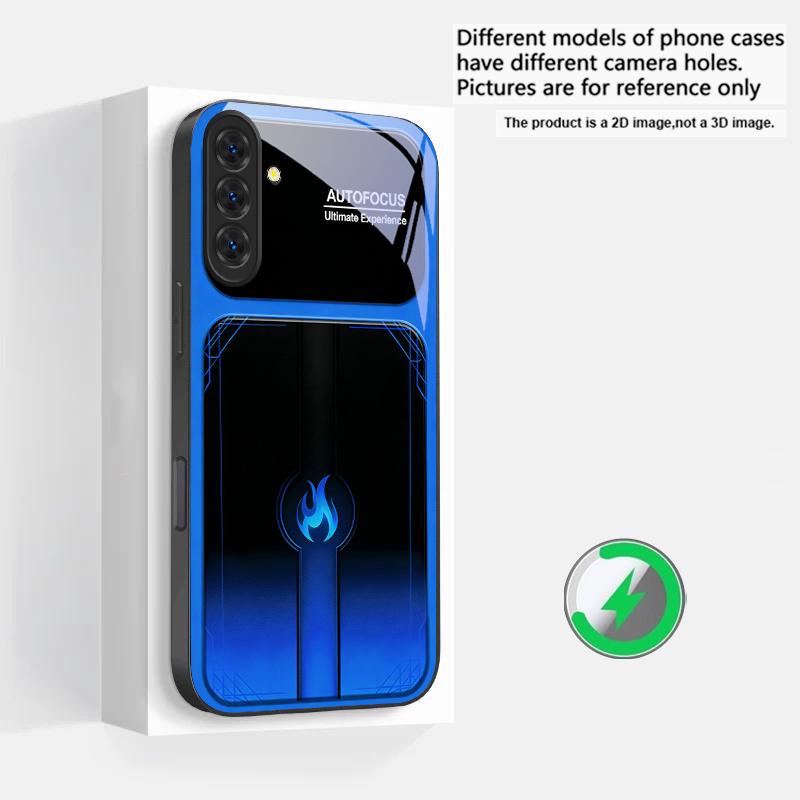 Ослепительные фиолетовые языки пламени Подходит для Samsung Galaxy S25 Ultra S20 FE S21 S22+ S23 Plus S24 S26 Edge магнитное стекло Чехол для телефона
