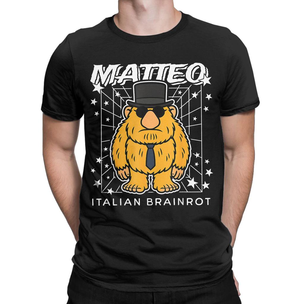 Matteo Italian-Brainrot Funny Meme Gen Z Viral Cotton T-Shirt For Man Summer T Shirts O Neck Fashion Tees Oversize Hot Sale Tops