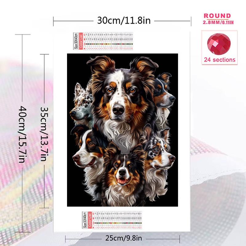 Border Collie 100% Round Full Drill 5D DIY Diamond Painting Embroidery Cross Stitch Rhinestone Décor