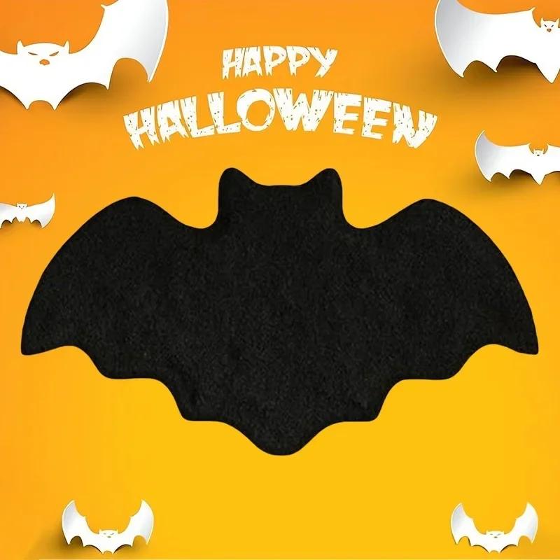 Spooky Bat Shaped Bath Mat Non Slip Halloween Doormat Gothic Horror Rug Water Resistant for Bathroom Bedroom Foyer Decor