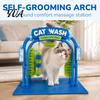 Anti Slip Grooming Arch Cat Wash Station, Self Groomer, Car Pet Enrichment Toy Design, Soft Rubbing Brushes, Massager Scratcher for Indoor