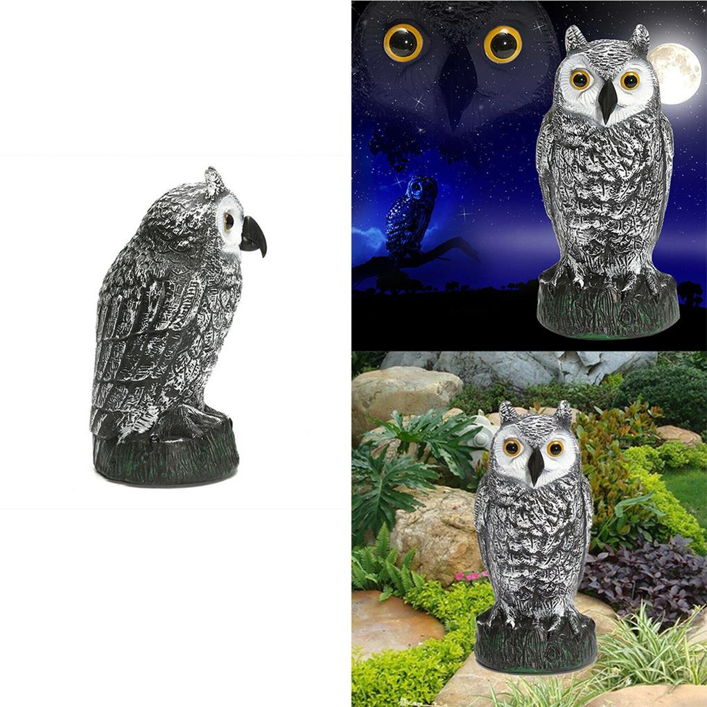 Owl Decoy Deterrent Realistic Bird Cat Crow Scarer Statue Straight Head Scarecrow Outdoor Garden
