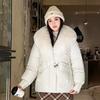 Зимняя Новая Короткая Модная Стеганая Куртка с Большим Меховым Воротником Свободная Утепленная Стеганая Куртка