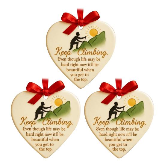Keep Climbing Heart Ornament Inspirational Heart-Shaped Rock Climb Hanging Ornament for