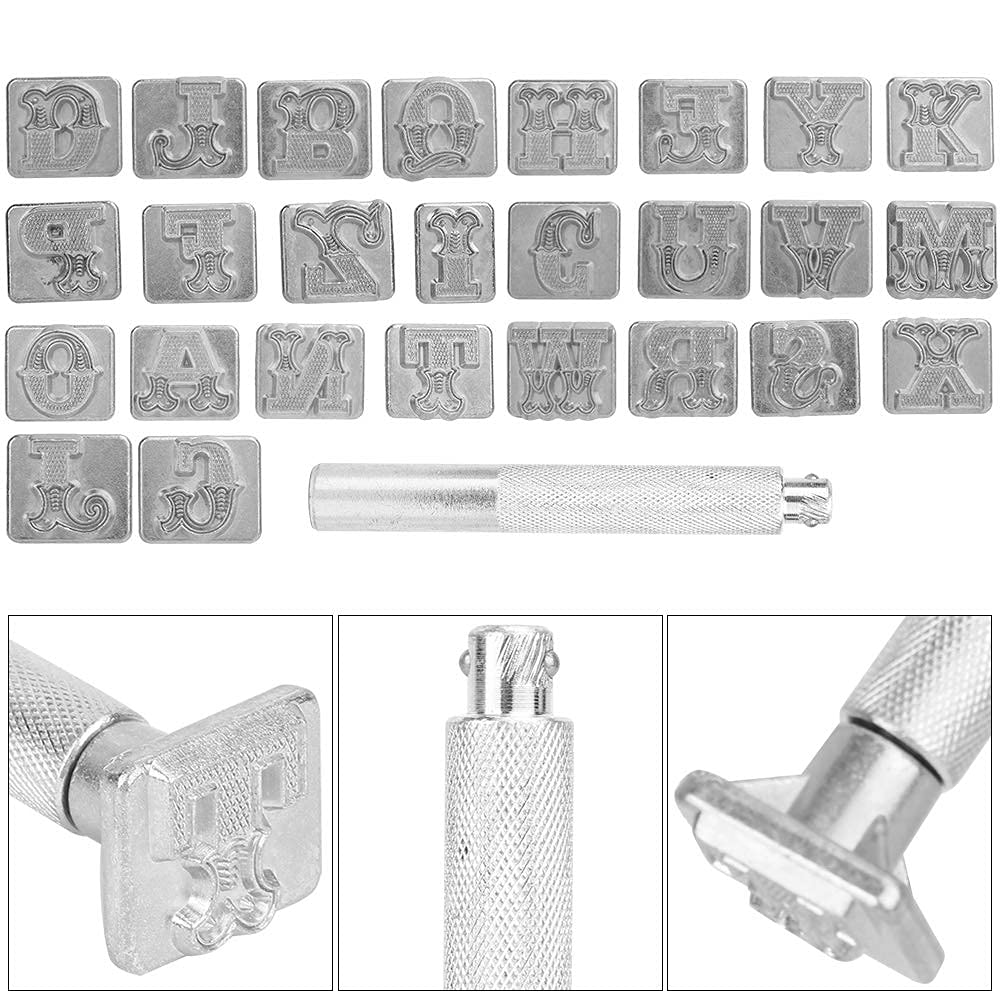 26 предметов Кожаные ремесленные инструменты Кожаный штамп Алфавит Кожаный ремесленный набор штампов для резьбы Штамп-палка Молоток Кожаный ремесленный набор Инструменты для