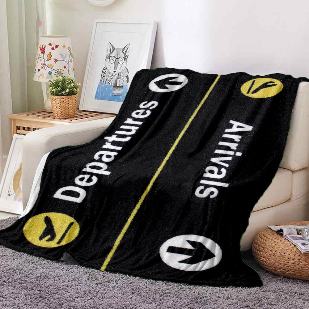 Airport Signs Flannel Blanket Throw Blanket Soft Warm Sofa Bed Camping home Decor Unique Christmas Gift C92694