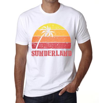 Мужская винтажная футболка с рисунком Sunderland Sunset, белая