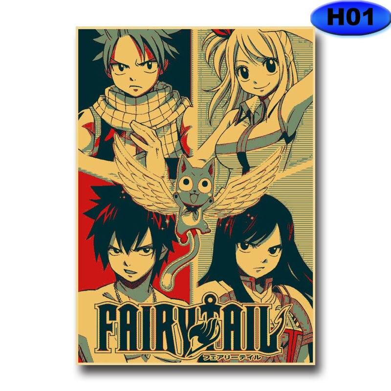 Anime Fairy Tail Posters Wall Stickers Kraft Paper Retro High Definition Poster Home Decor Living Room Bedroom Bar Decoration