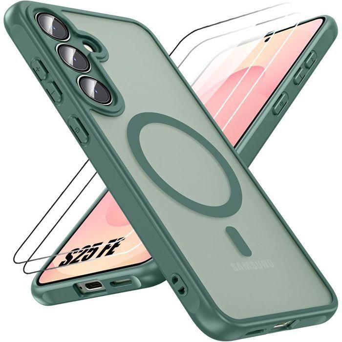 Coque de Protection - BOOLING - pour Samsung Galaxy S25 FE - Vert Nuit - Antichoc - Protection Caméra