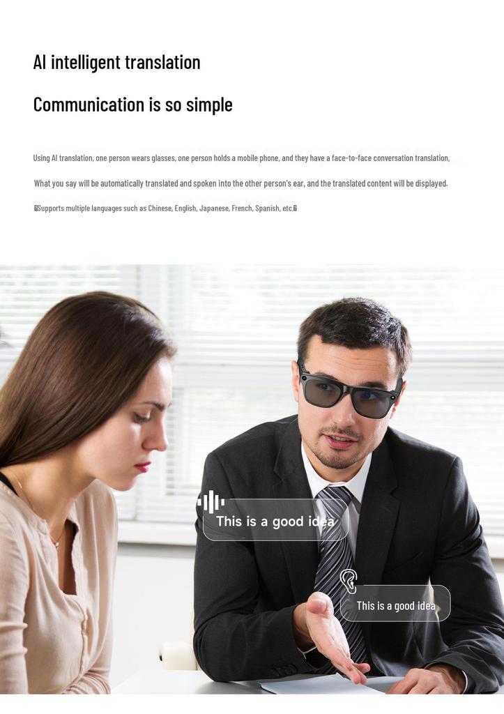 AI Smart Glasses: Voice-Controlled, Color Changing, Translation, Photo & Video Capable