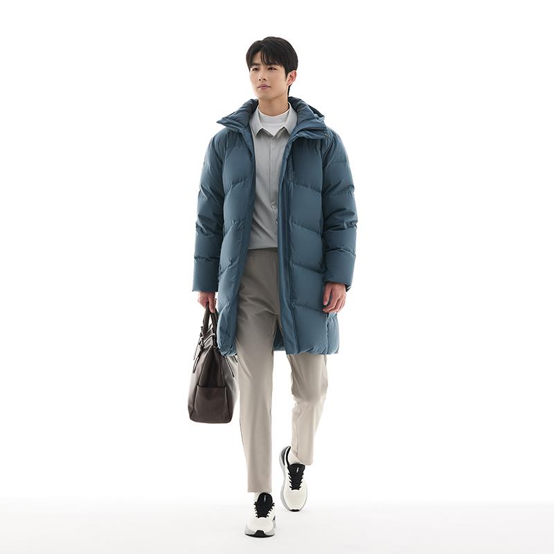 Anta Трехслойный быстросохнущий утиный пух средней длины с капюшоном и технологией Four-Defense, мужская верхняя одежда, темно-серый 952447909-1