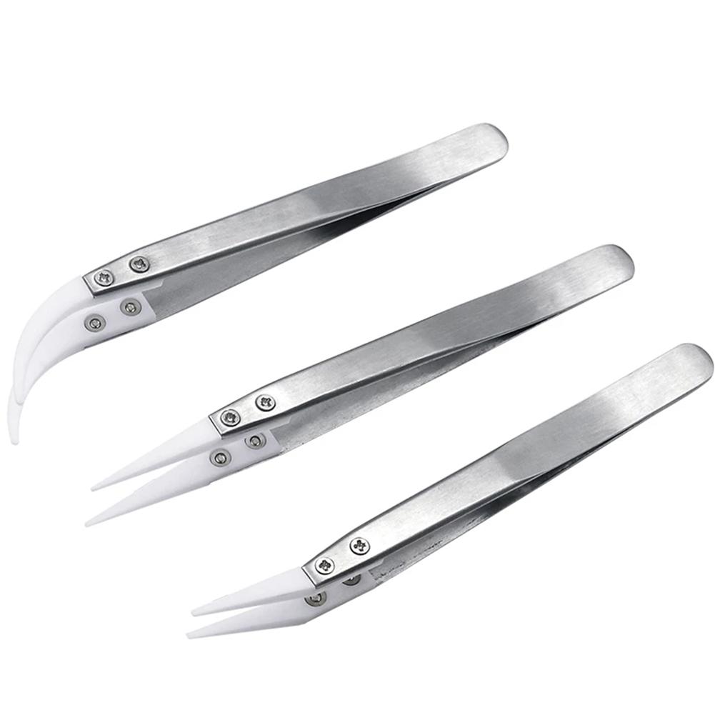Ceramic Tweezers High Temperature Straight Tip Tweezers Wear Resistant
