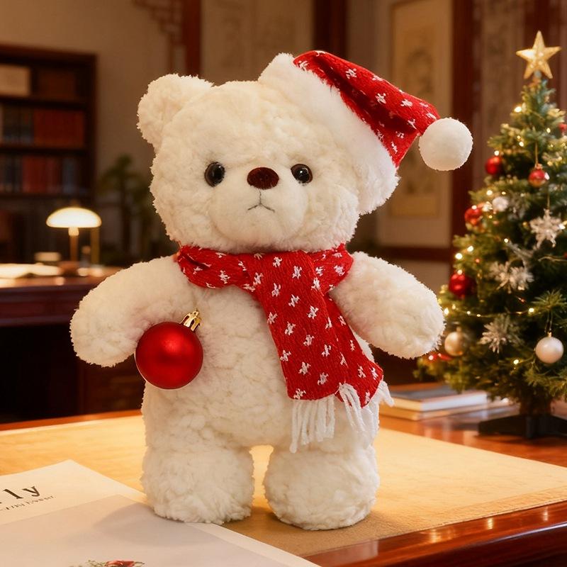 Cute Christmas scarf teddy bear doll plush toy bear hug bear doll children soothing doll