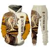 Lion Printed Men Hoodies Two Piece Sets Autumn Winter Male Hoodie Jogging Tracksuit Autumn Winter Mens Hooded Sweatshirt Sets