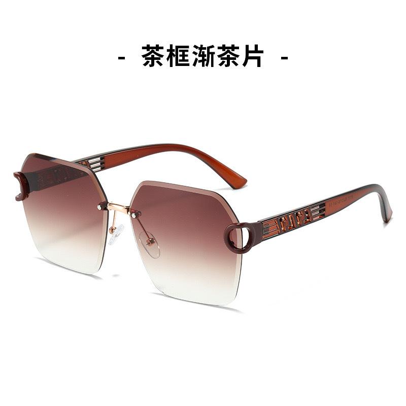 Солнцезащитные очки женские без оправы с отделкой нестандартной формы с защитой от ультрафиолета, модные ретро-солнцезащитные очки для мужчин