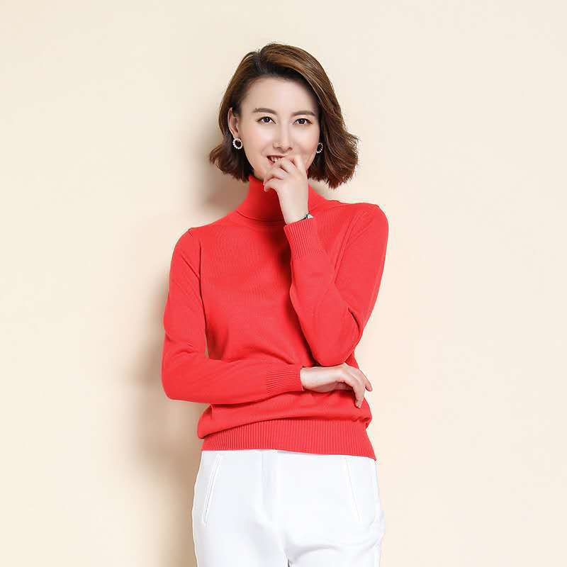 Шерстяной кашемировый свитер, женский вязаный свитер с высоким воротом, эластичный кашемировый свитер с высоким воротом, вязаные свитера