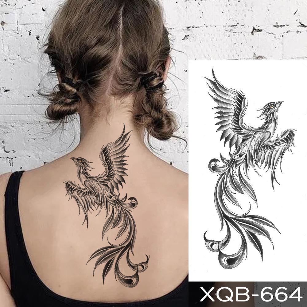 1 PC 210*114MM Cat Geometry Black Temporary Tattoos For Men Women Black Forest Skull Tiger Wolf Tattoo Sticker Evil Devil Arm Tattoo
