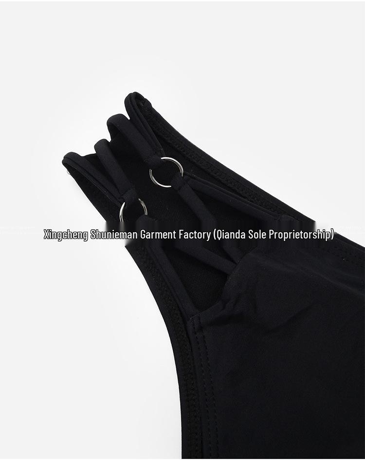 European & American Sexy Strappy Split Swimsuit: Low Waist Tummy Control Push-Up Bikini for Small Chests, Perfect for Beach Vacations.