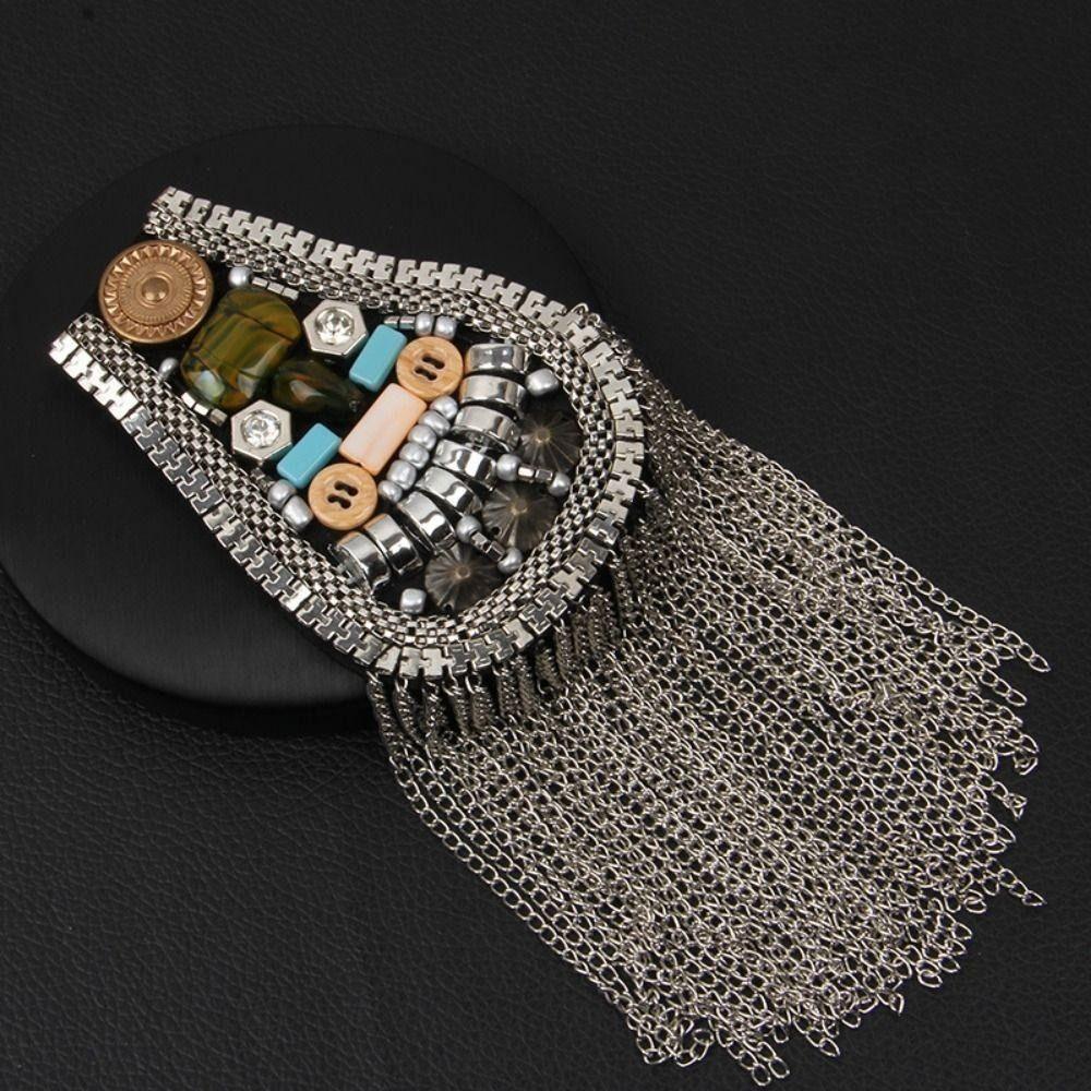 Брошь-булавка Наплечник Крутая куртка Винтажная брошь Кисточка Цепочка Эполет Костюм