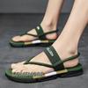 Модные мужские сандалии 2024 года, повседневные мужские сандалии на плоской подошве, пляжная обувь для мужчин, нескользящая обувь для отдыха на природе, зеленая
