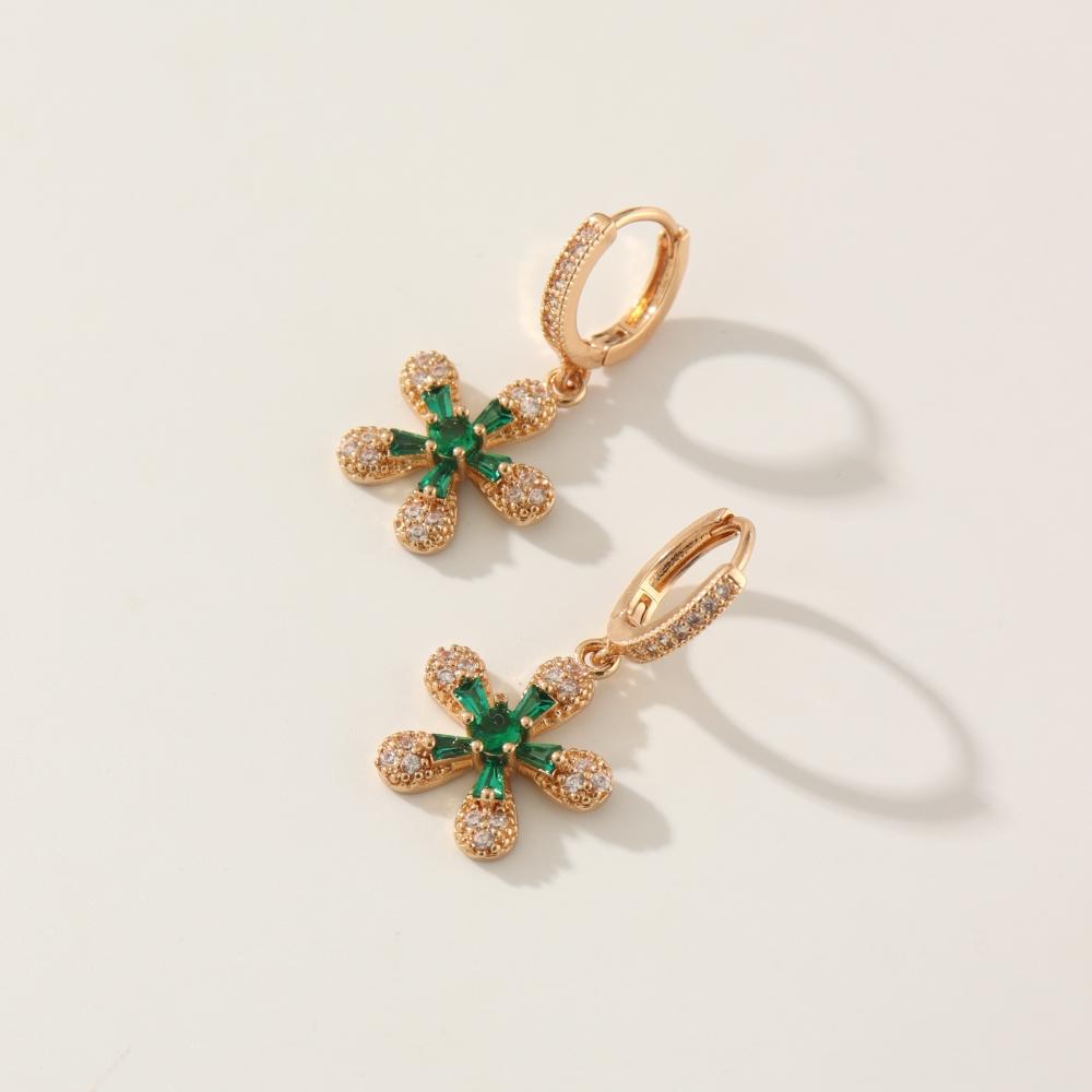 1 пара модных цветных висячих сережек с цветами для женщин, ювелирные изделия из кубического циркония, аксессуары для свадебной вечеринки