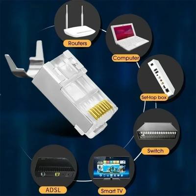 20/40 шт. Экранированный разъем RJ45 Cat7/Cat6 Сквозной Кристаллический Коннектор Позолоченный 8P8C Обжимной UTP Ethernet Модульный Штекер
