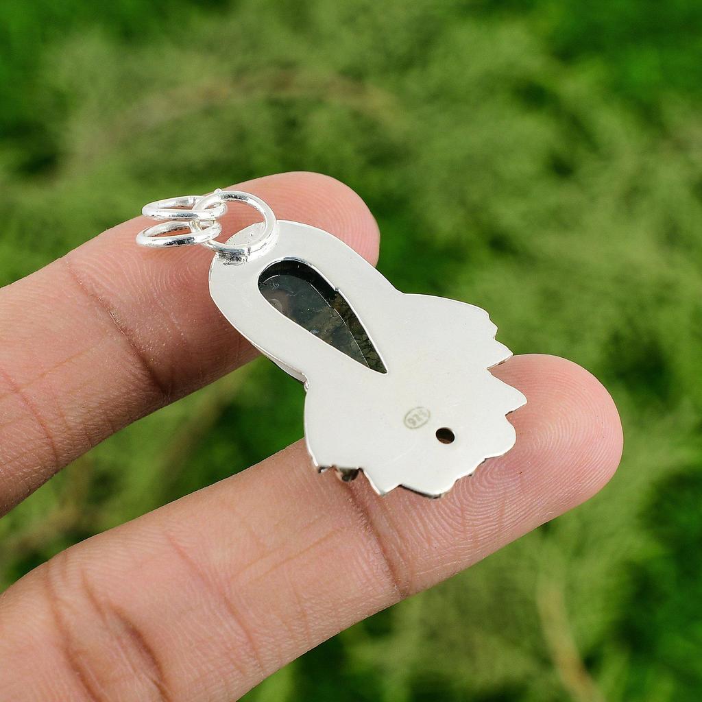 925 Silver Solar Moss Agate Gemstone Peridot Anniversary Bezel Pendant Jewelry