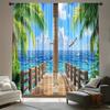 2 Pcs Seaside scenery print curtains,suitable for bedroom,living room kitchen decoration,home decoration,window decoration