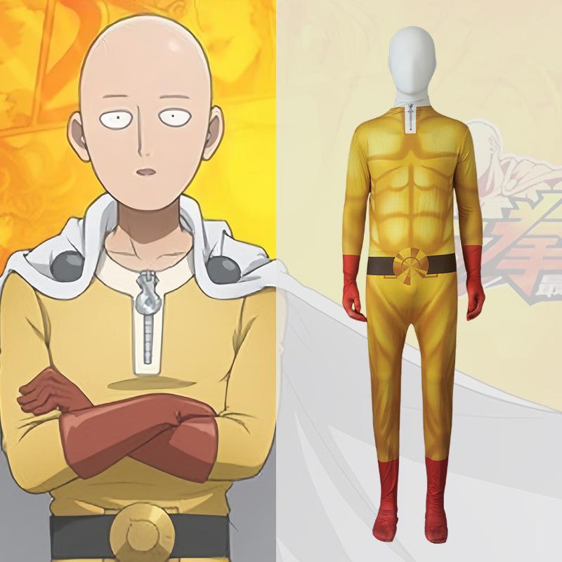 One Punch Man Japanese Anime Costume for Kids cosplay Clothes, tight-fitting performance costumes, one-hit, male, Mr. Qiyu