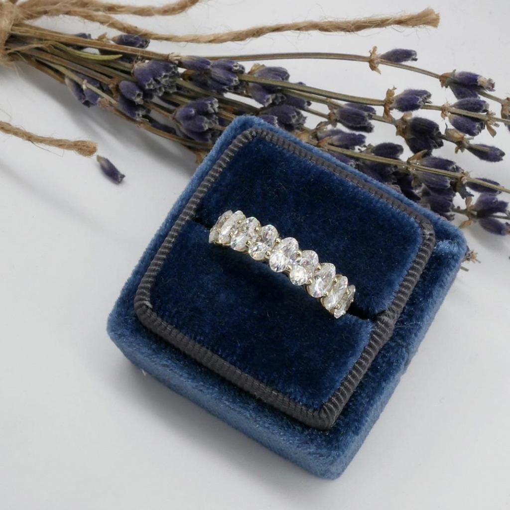 Eternity 925 Sterling Silver Engagement Wedding Band Rings Sets for Women Bridal Princess Cut Diamond Promise Party Jewelry Gift