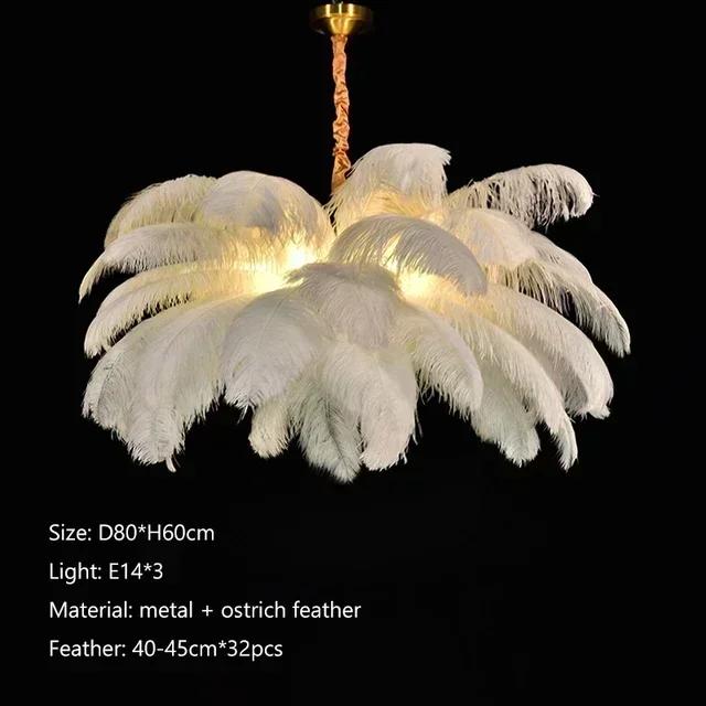 Nordic Ostrich Girl Ins Feather Art Гостиная Люстра Спальня Подвесной Светильник Люстра Домашнее Украшение Потолочные Светильники