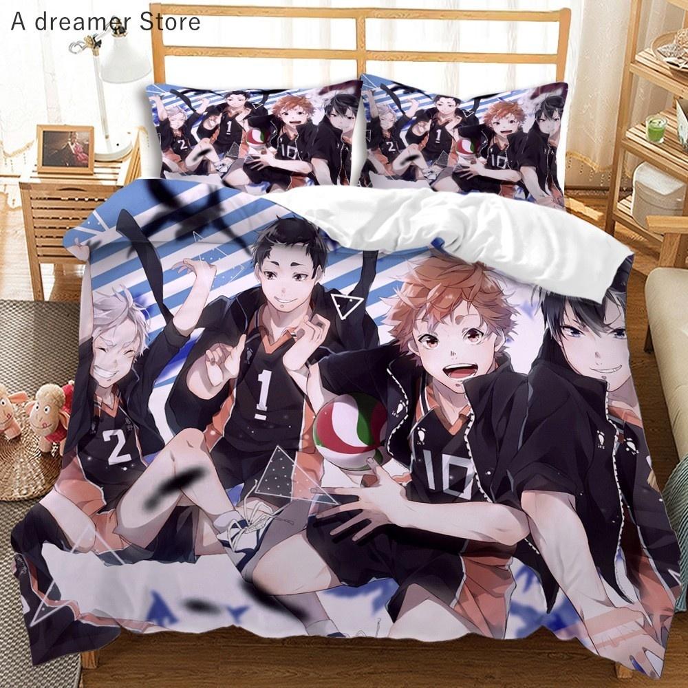 Комплект постельного белья Haikyuu, 3D-печатный волейбол для мальчиков, мультяшный аниме-пододеяльник, комплект роскошного постельного белья для детей, подарок, декор для дома