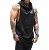 Muscleguys Беговые жилеты с капюшоном мужские хлопковые лоскутные сетчатые одежда для зала фитнес майки бодибилдинг стрингер тренировочная майка