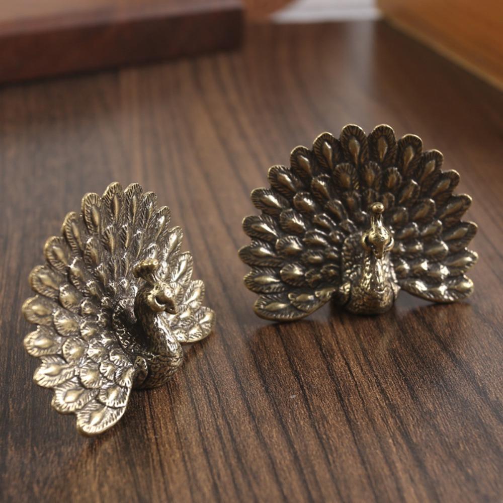 Open Screen Brass Peacock Ornament Brass Home Decoration New Brass Decorative Ornaments  Home
