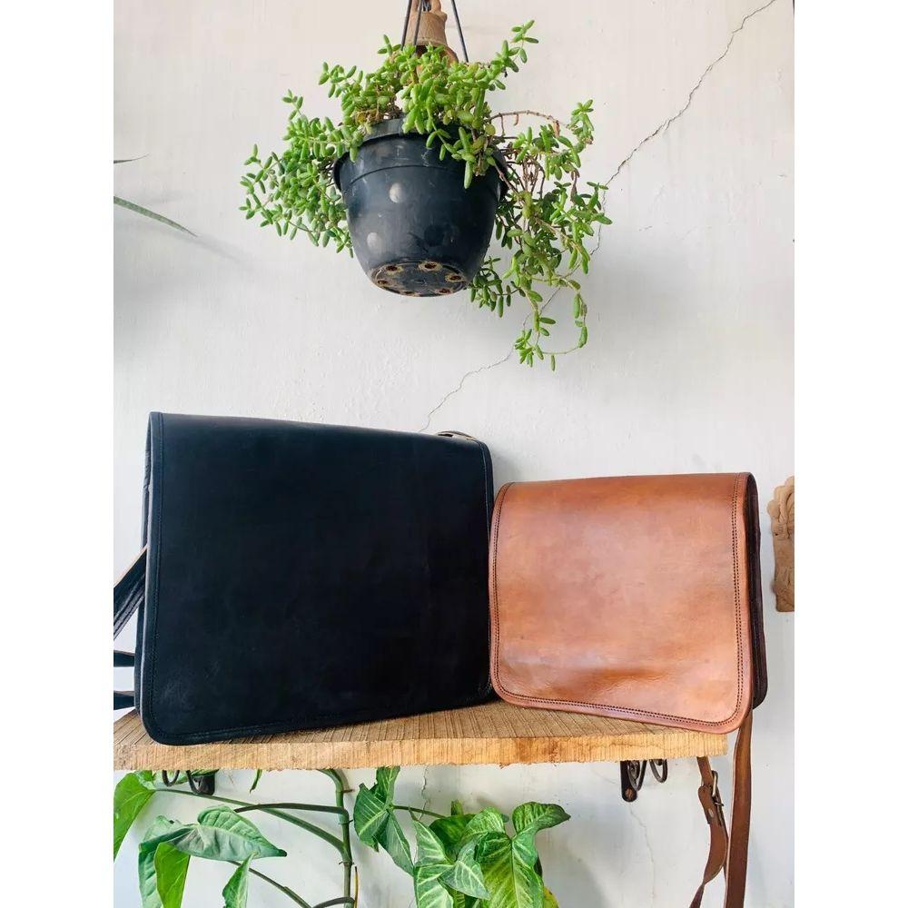 Мужская кожаная винтажная сумка-мессенджер для ноутбука ручной работы, черная сумка ( Размер сумки Free Sling Brown - 9 x 7 x 3 дюйма )