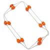 Baltic Amber Necklace 36" Chain Silver Tone Polished Oval Gemstone Jewelry Gifts