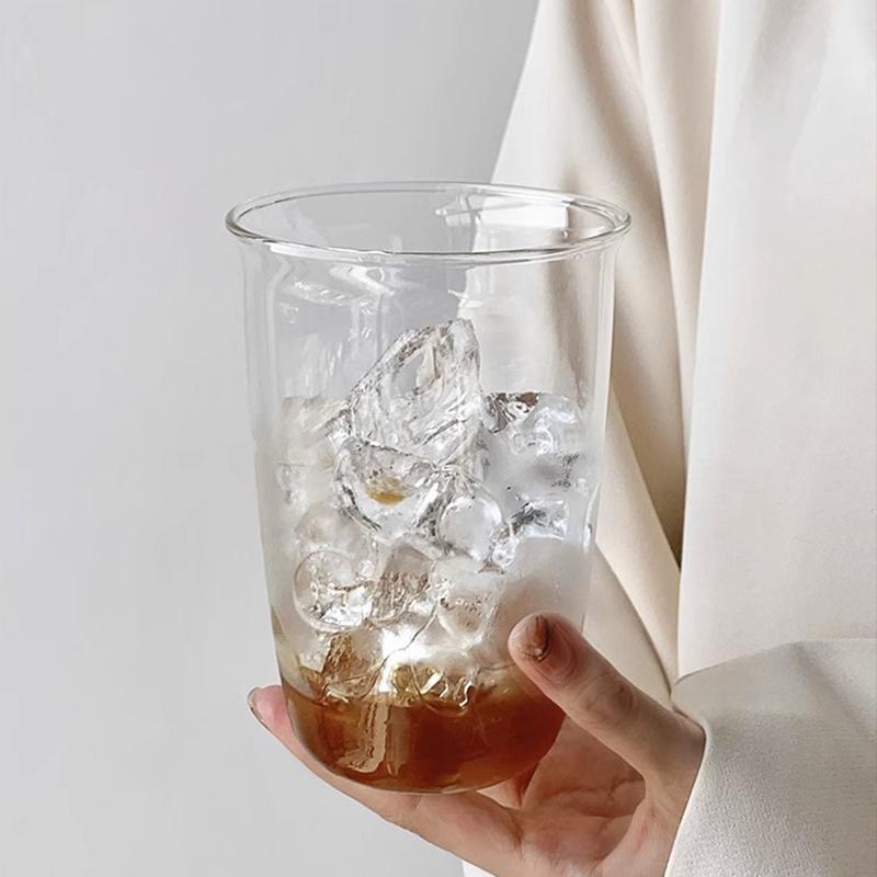American Latte Coffee Cup Glass Transparent Juice Milk Cup Drinkware Cold Coffee Cup Cocktail Cup