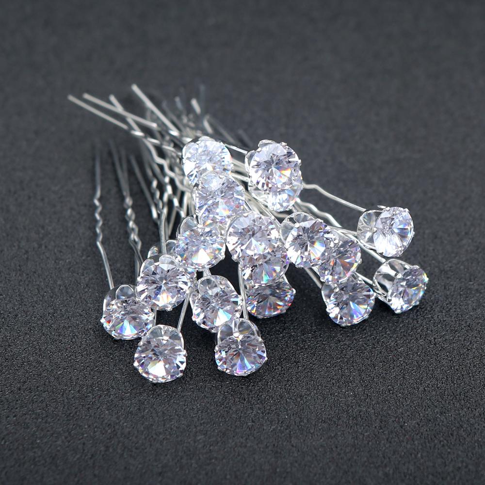 20pcs Bridal U-Shape Metal Hair Sticks Rhinestone Pearl Hair Jewelry for Wedding Hairstyles Formal Events Elegant Hair Sticks