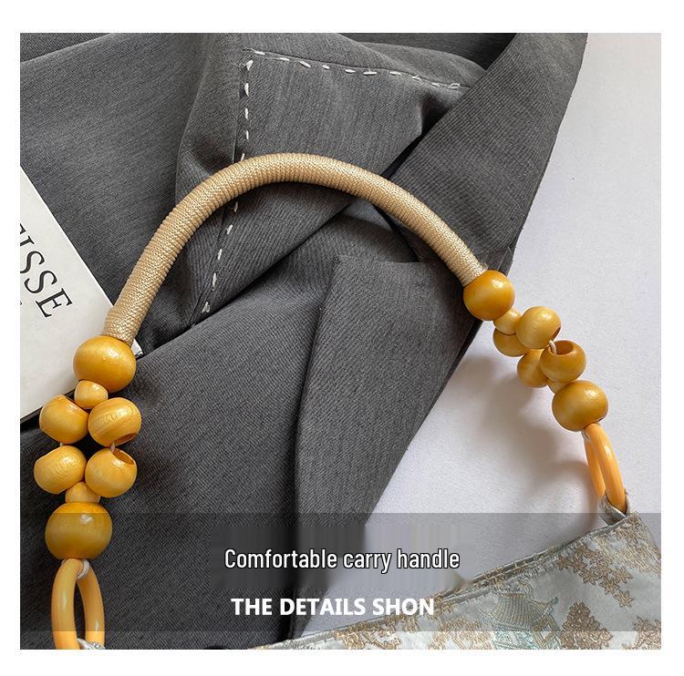 Осень 2025 Вышитая женская сумка-тоут под мышкой: Универсальный повседневный стиль ведра на плечо