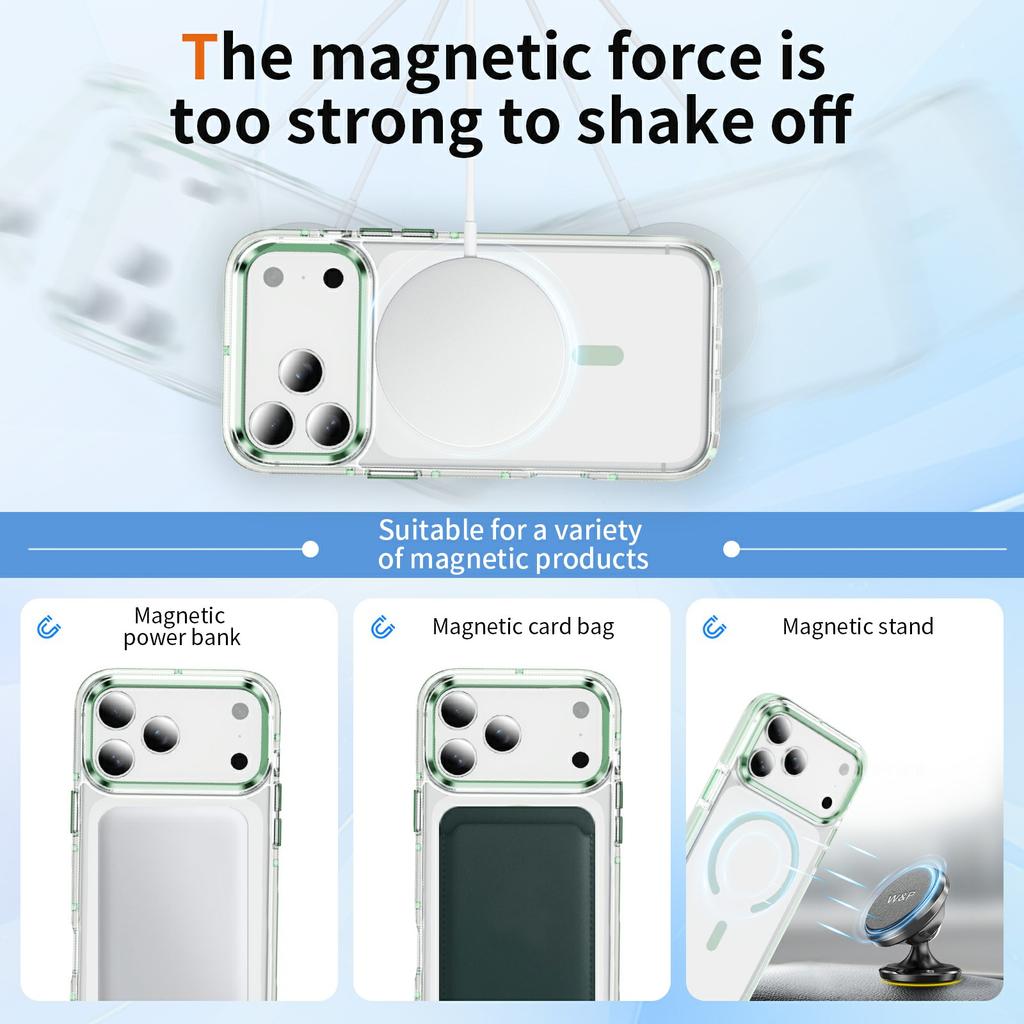 For iPhone 17 Pro Max Case Compatible with MagSafe TPU PC Acrylic Shockproof Clear Phone Back Cover