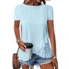 1116 European and American summer new women's fashion large size fashion asymmetrical ruffle hem short sleeves