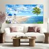 Nordic Blue Seascape Santorini Canvas Painting Wall Art Landscape of Blue Sea and Sky Posters and Prints for Living Room Home