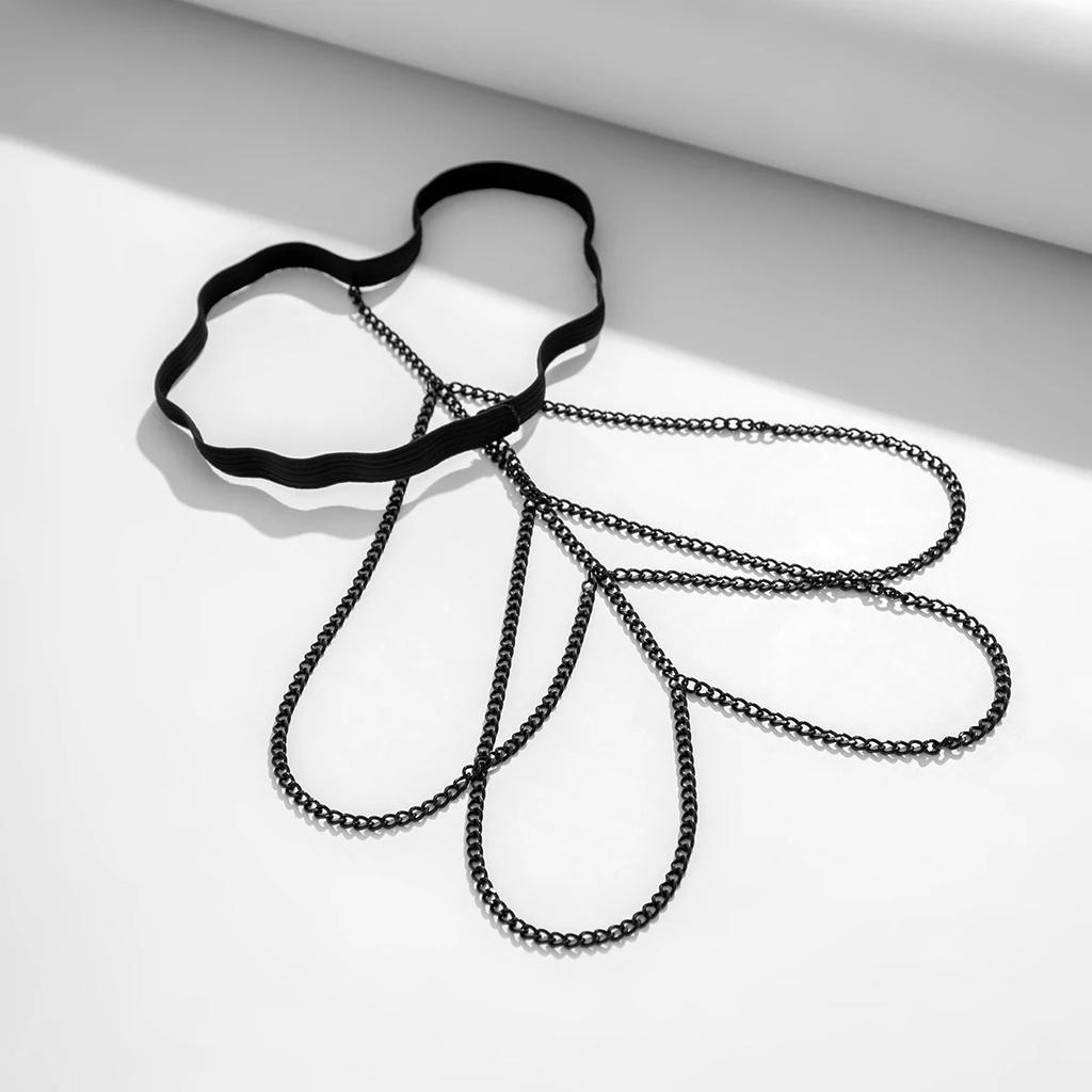 New Sexy Elastic Band Bandage Leg Thigh Chain for Women Boho Black Iron Harness Garter Belt Body Jewelry Dress Decorate New