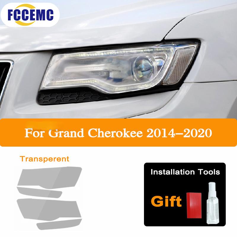Для Jeep Grand Cherokee WK2 2014-2020Автомобильная защитная тонировочная пленка для фар Дымчато-черная прозрачная TPUЗащитная наклейка для украшения