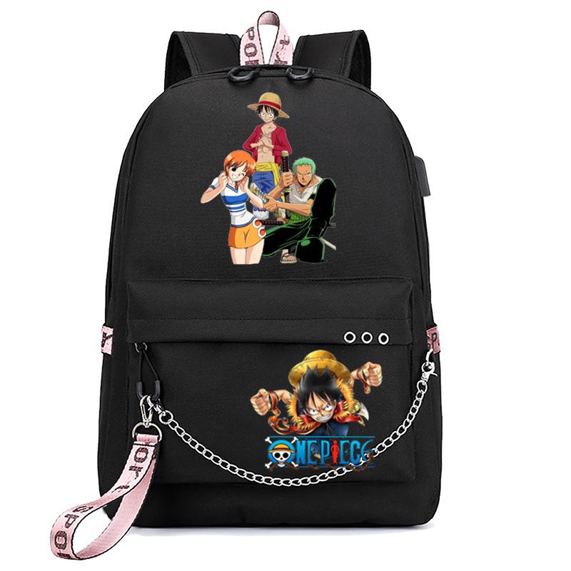 USB студенческая школьная сумка дорожный рюкзак с принтом One Piece повседневная модная сумка