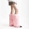 Autumn & Winter Faux Wool Plush Boot Cuffs: Mid-Length Furry Leg Warmers for Women