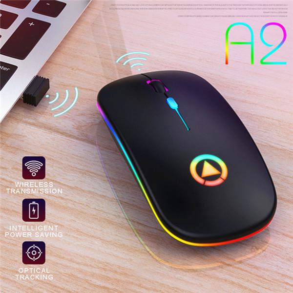 Беспроводная оптическая мышь 2,4 ГГц USB аккумуляторная RGB для портативного компьютера