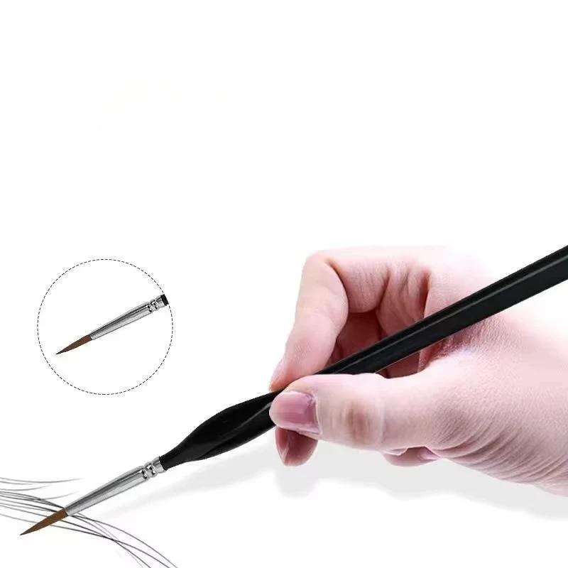 Набор из 10 кистей для детализации с черными ручками для миниатюрной акварельной и масляной живописи, рисования, лайнер, канцелярские товары, школьные принадлежности