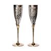 Engraved Brass Goblet Champagne Glasses Flutes Coupes Wine Glass Set (Slender)