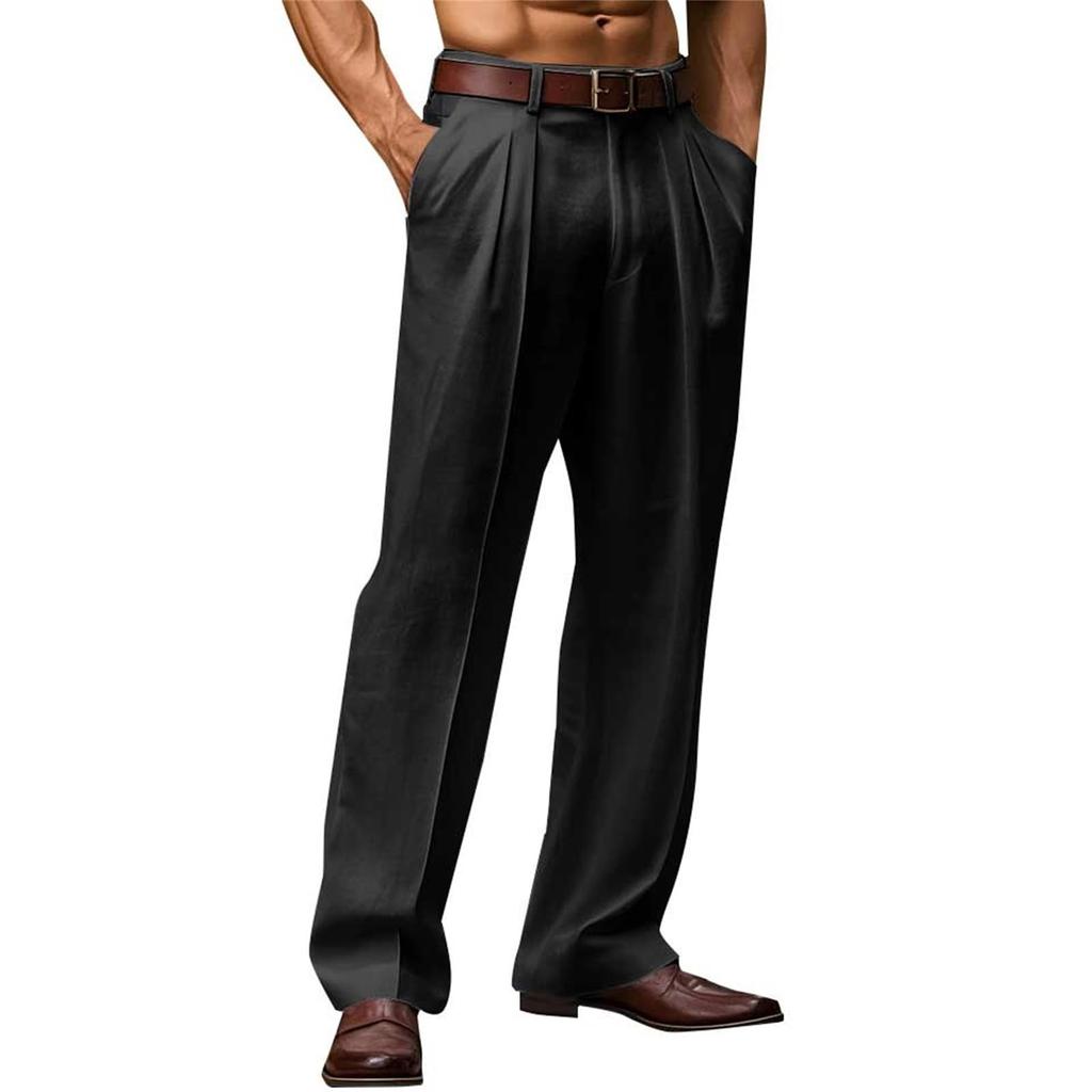 Мужские дышащие льняные брюки свободного кроя с прямыми штанинами, повседневные брюки для улицы